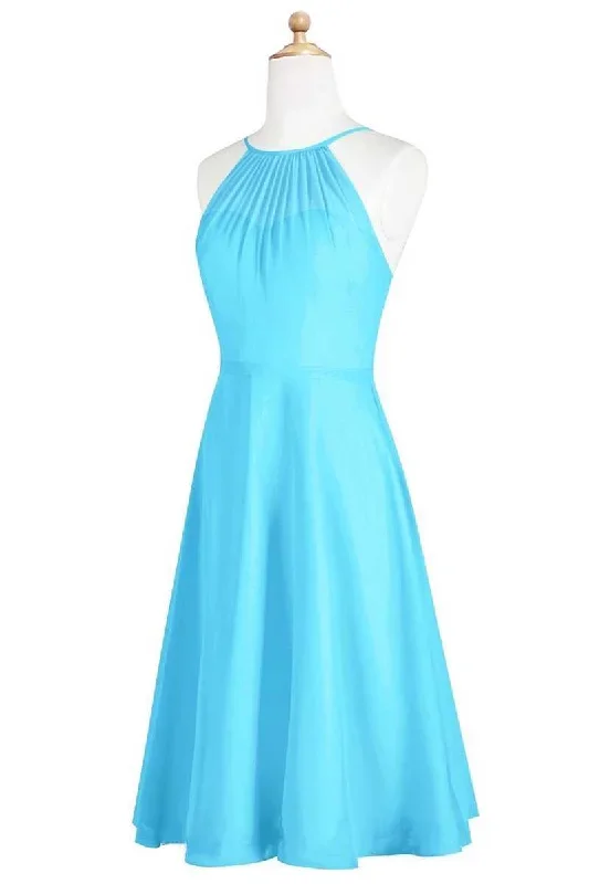 pool-blue-halter-spaghetti-straps-short-bridesmaid-dress