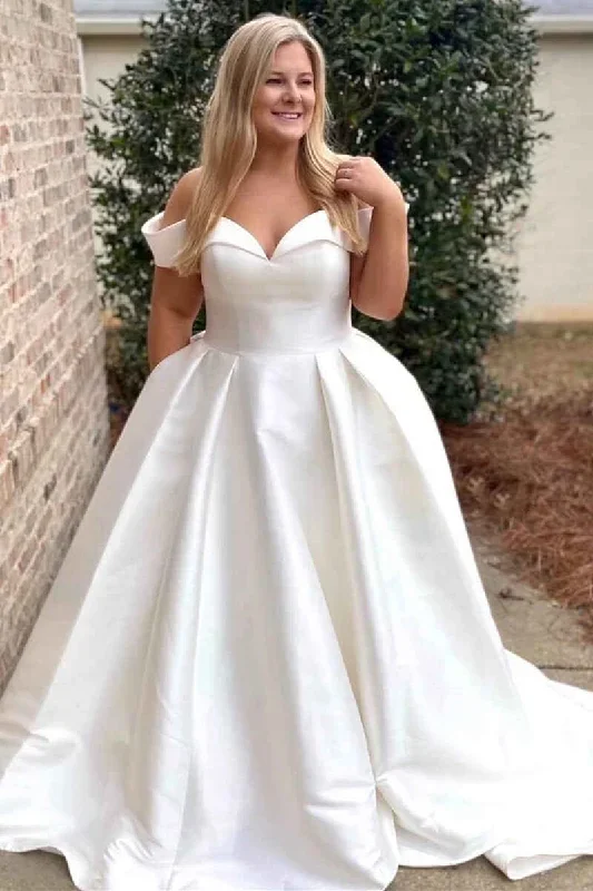 Princess White Off-the-Shoulder Bridal Gown