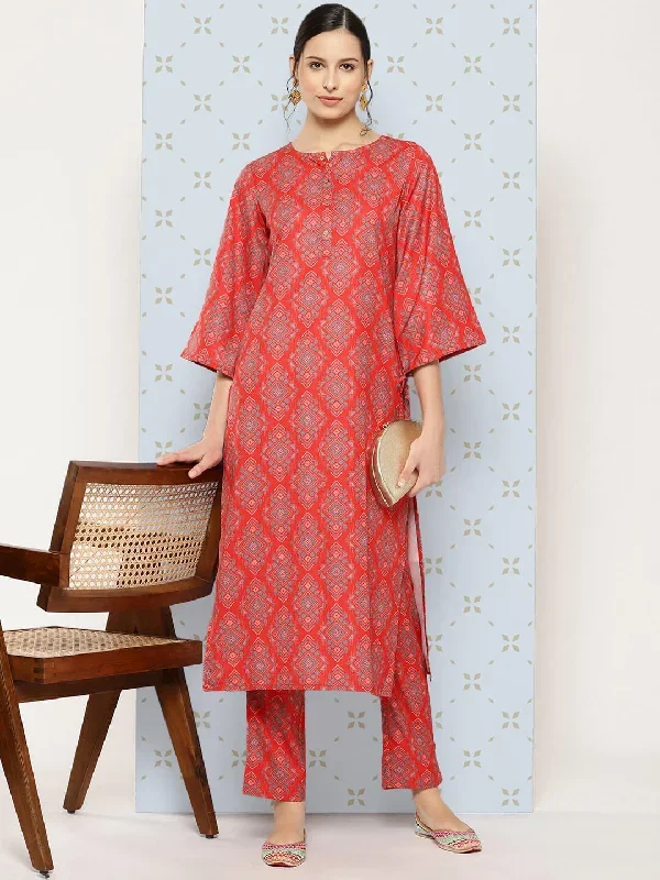 Red Moss Digital Ethnic Printed Kurta with Pant