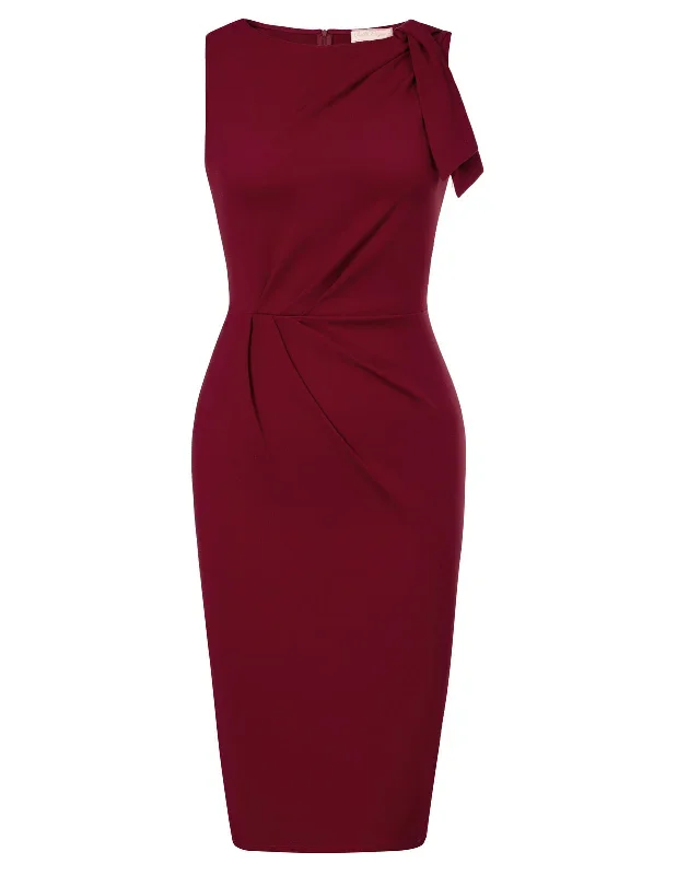 ruched-dress-sleeveless-crew-neck-knee-length-bodycon-dress