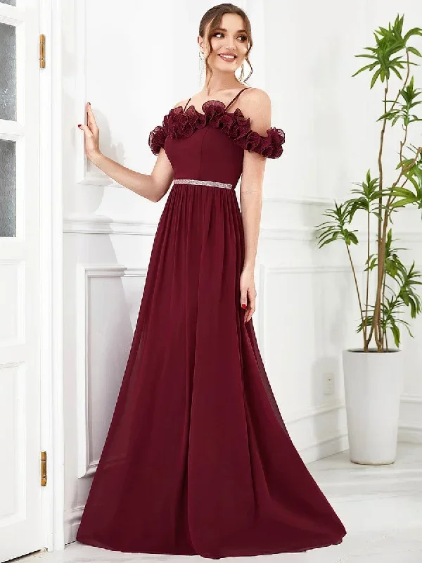 ruffled-spaghetti-strap-sequin-waist-cold-shoulder-chiffon-bridesmaid-dress-es01629