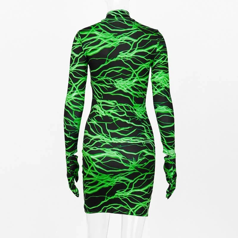 sexy-dresses-club-wear-fall-winter-neon-green-lightning-print-gloves-high-neck-long-sleeve-bodycon-mini-dress-c70-ab19