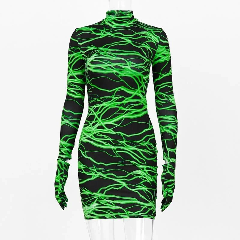 sexy-dresses-club-wear-fall-winter-neon-green-lightning-print-gloves-high-neck-long-sleeve-bodycon-mini-dress-c70-ab19