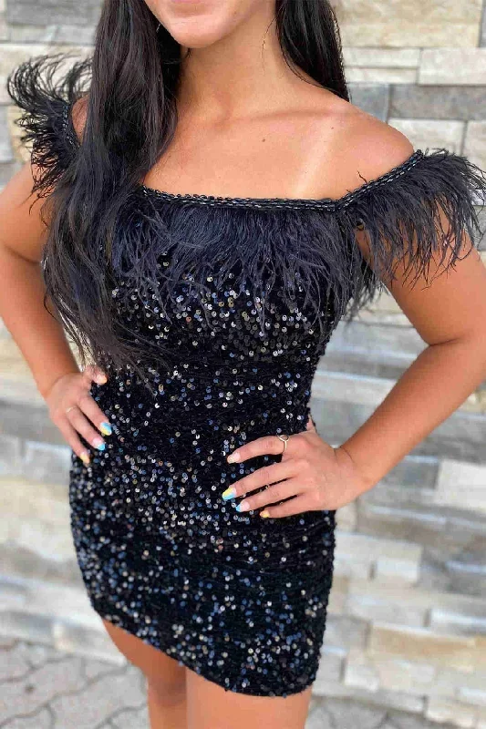 short-sequin-off-the-shoulder-pink-feather-bodycon-homecoming-dress