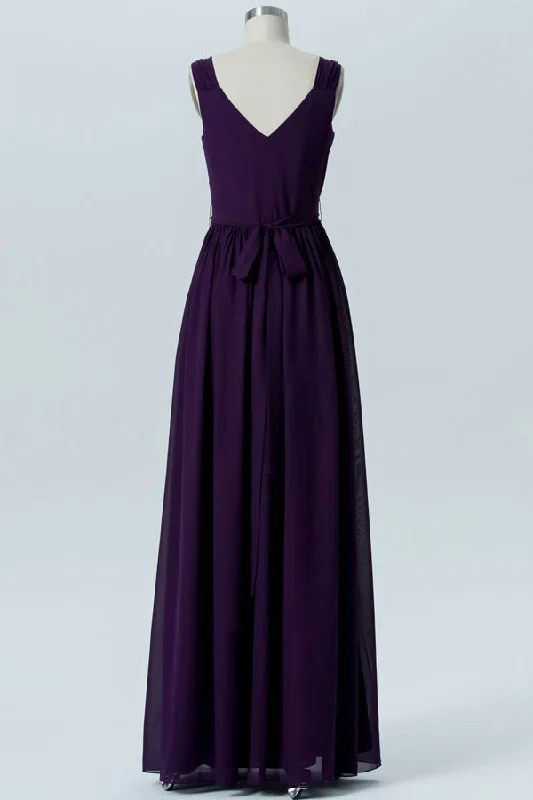 simple-purple-v-neck-backless-bridesmaid-dress