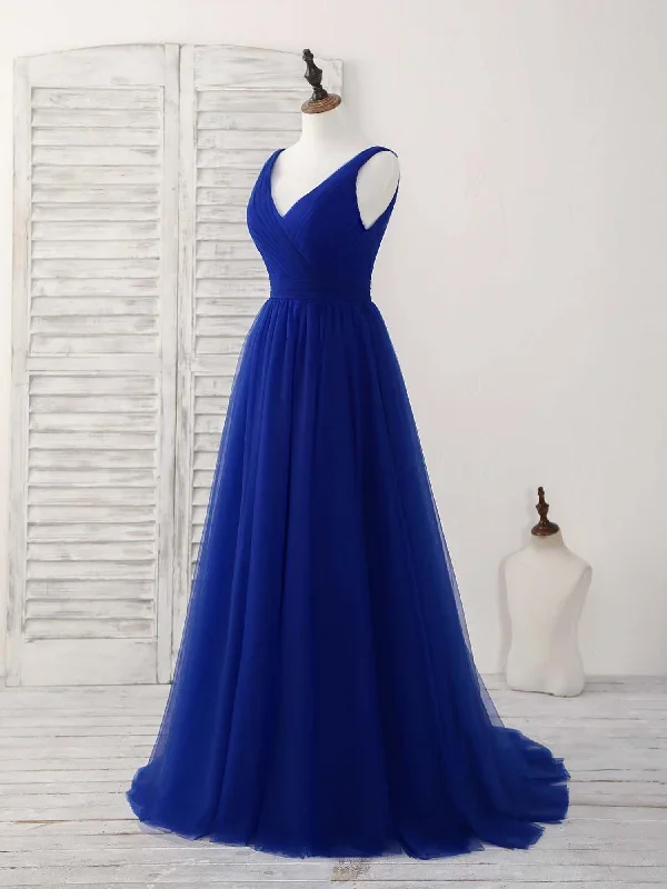 simple-v-neck-royal-blue-tulle-long-prom-dress-blue-evening-dress