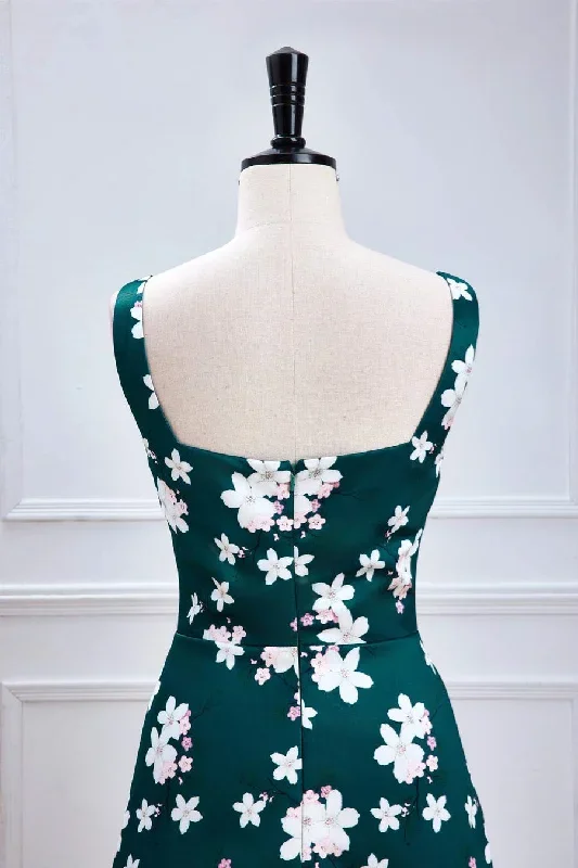 square-neck-green-floral-print-long-bridesmaid-dress-with-slit