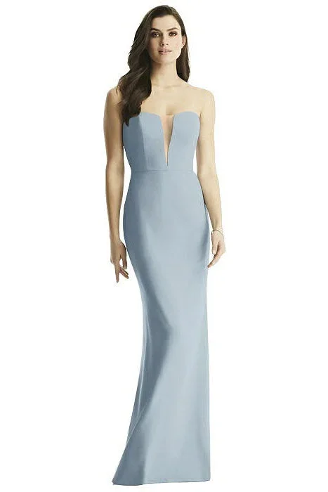 strapless-mermaid-white-long-bridesmaid-dress