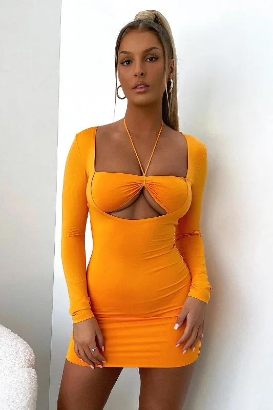 taurus-long-sleeve-dress-orange-1