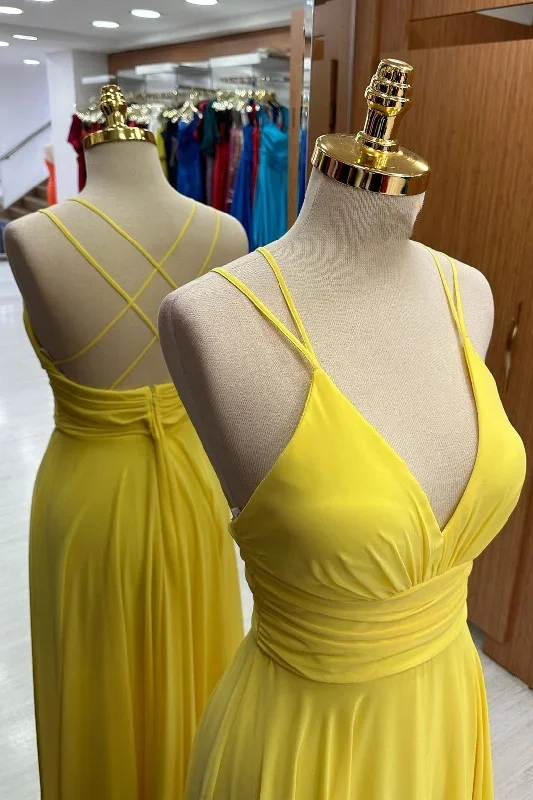 v-neck-cross-back-chiffon-bridesmaid-dress-in-yellow