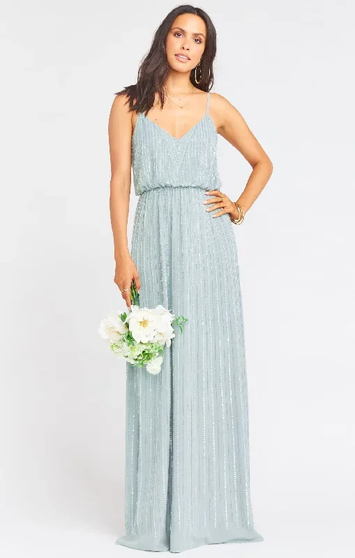 Victoria Maxi Dress ~ Silver Sage Beaded