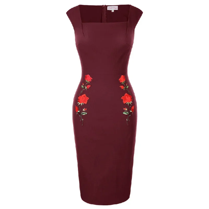 Vintage Hips-Wrapped Bodycon Pencil Dress