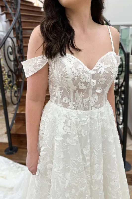 white-floral-lace-cold-shoulder-a-line-bridal-gown