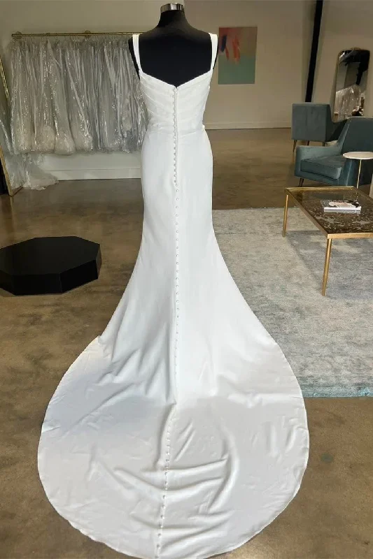 white-straight-neck-mermaid-long-wedding-dress