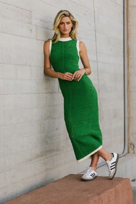 Xavia Knit Maxi Dress in Green